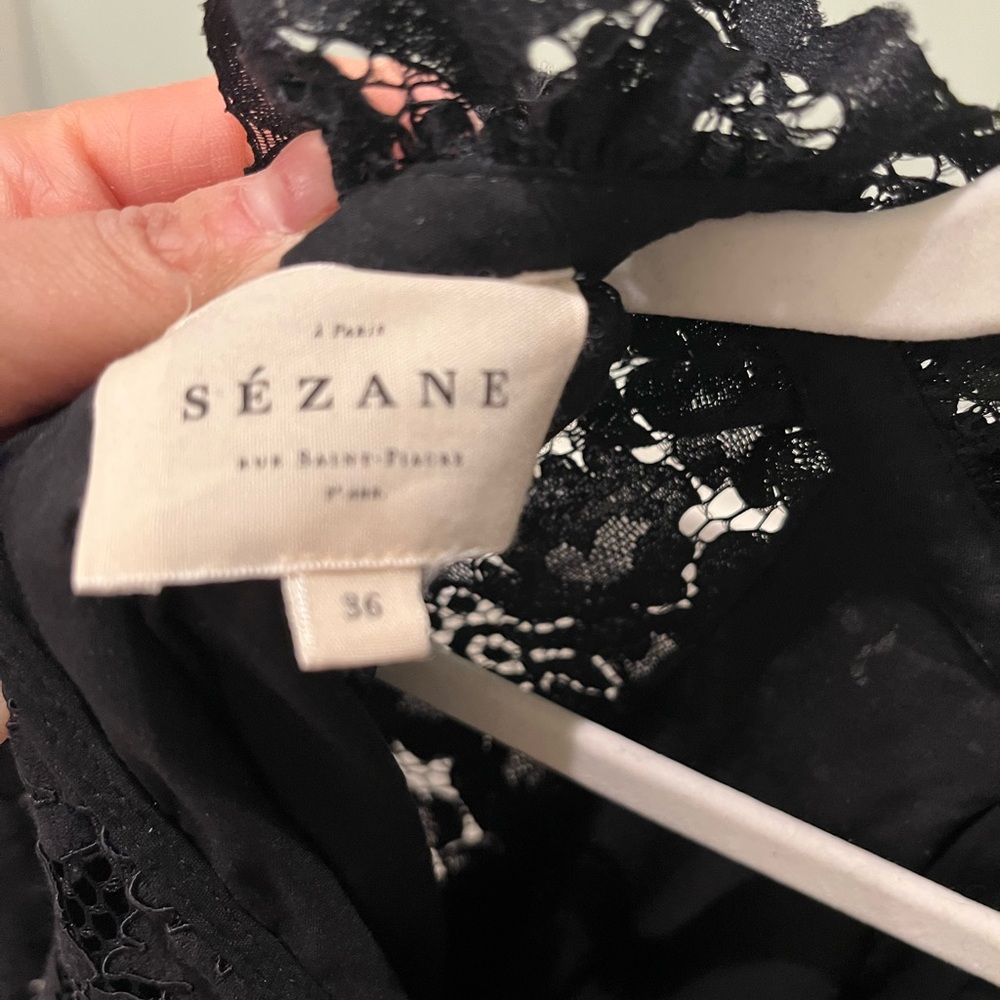 EUC Sezane Jeannie Black Lace Dress - Picture 3 of 4
